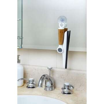 Full Circle Wipe Out Pivoting Shower Squeegee with Hanging Hook, White, 2 Piece