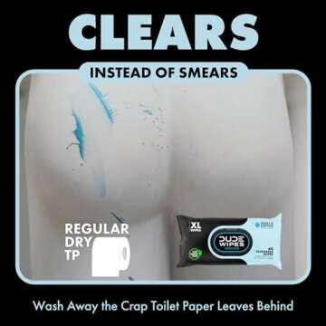 DUDE Wipes - Medicated Flushable Wipes - 1 Pack, 48 Wipes - Unscented Extra-Large Adult Wet Wipes - ...