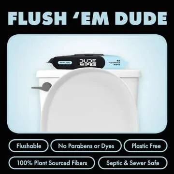 DUDE Wipes - Medicated Flushable Wipes - 1 Pack, 48 Wipes - Unscented Extra-Large Adult Wet Wipes - Medicated Witch Hazel - Septic and Sewer Safe Medicated Wipes