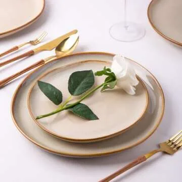 AmorArc Ceramic Dinner Plates Set of 6, 10.5 Inch Handmade Reactive Glaze Stoneware Plates, Large Rustic Shape Dinnerware Dish Set for Kitchen, Microwave & Dishwasher Safe, Scratch Resistant