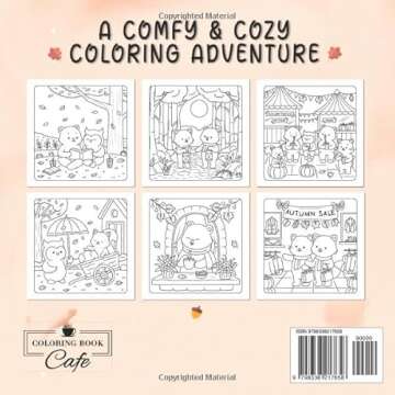 Comfy Autumn: Coloring Book for Adults & Teens Featuring Autumn Hygge Scenes with Super Cute Animal ...