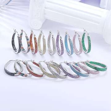 925 Sterling Silver Hoop Earrings with Cubic Zirconia