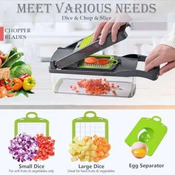 Pro-Series 16-in-1 Vegetable Chopper, Dewpeton Mandoline Slicer, Veggie Chopper, Food Chopper with C...