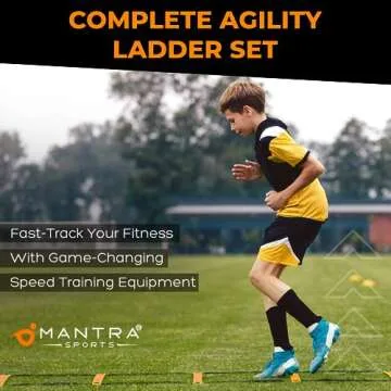 Soccer Training Equipment Agility Ladder Set, Sports Speed & Agility Training Equipment Kit with Con...
