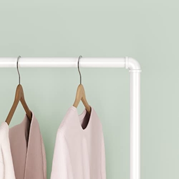 FONECHIN Industrial Clothing Rack with Shelf on Wheels