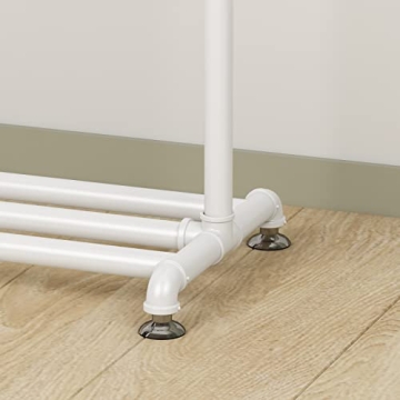 FONECHIN Industrial Clothing Rack with Shelf on Wheels