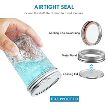 YEBODA 6 Pack 8 oz Mason Jars with Airtight Lids and Bands Glass Canning Jars Ideal for Preserving, Jam, Honey, Jelly, Wedding Favors, Shower Favors, Sauces, DIY Spice Jars, Salad