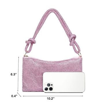 YUWITA Pink Rhinestone Evening Bag - Stunning Mini Purse