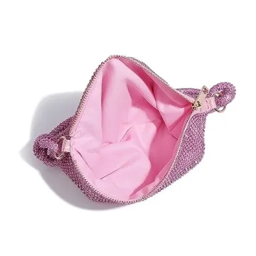 YUWITA Pink Rhinestone Evening Bag - Stunning Mini Purse