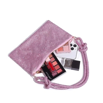 YUWITA Pink Rhinestone Evening Bag - Stunning Mini Purse