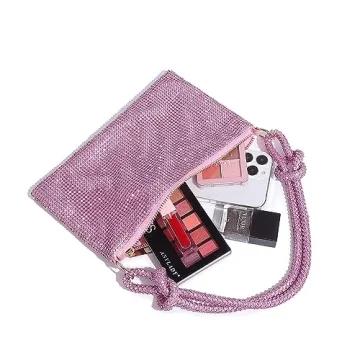 YUWITA Pink Rhinestone Evening Bag - Stunning Mini Purse