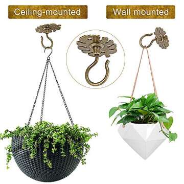 Dolibest Wall Mount Ceiling Hooks - Durable Plant & Light Hangers (2PCS)
