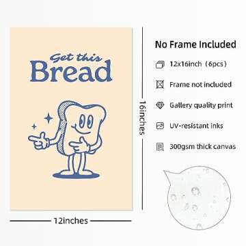 Retro Trendy Wall Art Decor Kitchen Aesthetic Canvas Wall Art Vintage Cute Pictures Funny Green Post...