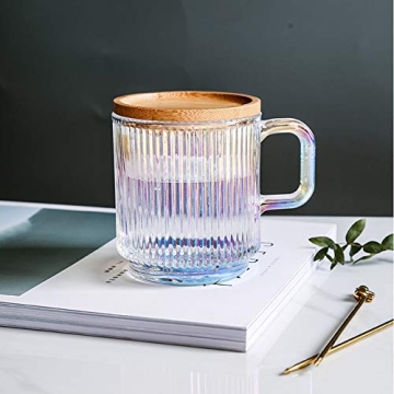 Yalucky Iridescent Coffee Mug with Lid and Spoon