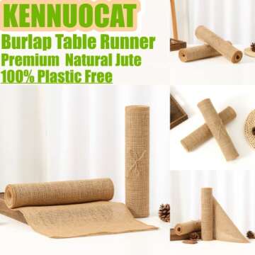 KENNUOCAT Burlap Table Runners-Natural Rustic Decor for Weddings,Parties,and Events-Durable&Versatile-12x108 inches (2 Pack)