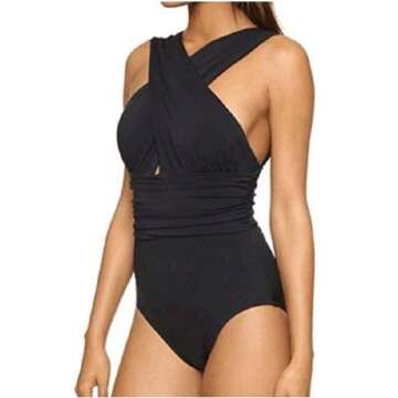 Cupshe Women's Stylish Black Cross One-piece Swimsuit