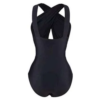 Cupshe Women's Stylish Black Cross One-piece Swimsuit