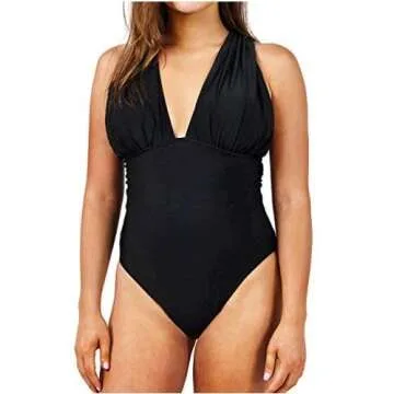 Cupshe Women's Stylish Black Cross One-piece Swimsuit