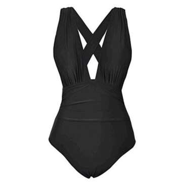 Cupshe Women's Stylish Black Cross One-piece Swimsuit