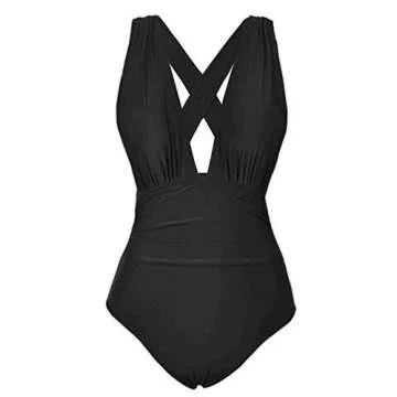 Cupshe Women's Stylish Black Cross One-piece Swimsuit