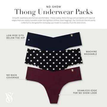 Victoria's Secret No Show Thong Underwear Multi Pack