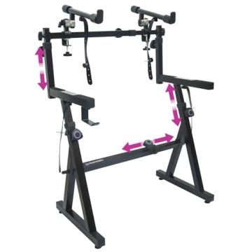 Liquid Stands Dual Piano Keyboard Stand - Z Style Adjustable & Heavy Duty 2 Tier Stand for Keyboards