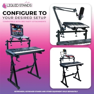 Liquid Stands Dual Piano Keyboard Stand - Adjustable & Sturdy