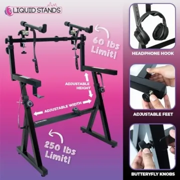 Liquid Stands Dual Piano Keyboard Stand - Adjustable & Sturdy