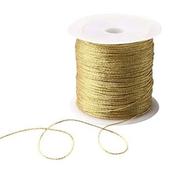 Pengxiaomei 218 Yards/656 Feet Metallic Cord 2 Pcs Spool Metallic Thread Colored Jewelry Thread Colo...