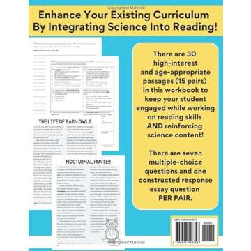 Reading Comprehension Nonfiction Science Paired Texts Workbook for Grades 4-6: Weather, Animals, Env...