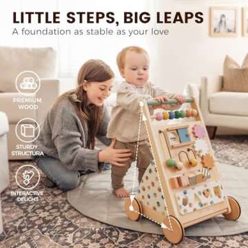 Tiny Land Wooden Baby Walker, Baby Push Walker, Montessori Walker Toy, Adjustable Speed Baby Walker ...