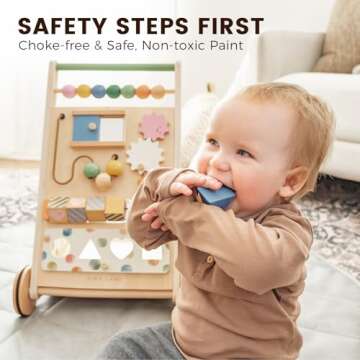 Tiny Land Wooden Baby Walker, Baby Push Walker, Montessori Walker Toy, Adjustable Speed Baby Walker for Boys and Girls, Baby Activity Center, Push Toys for Kids Development