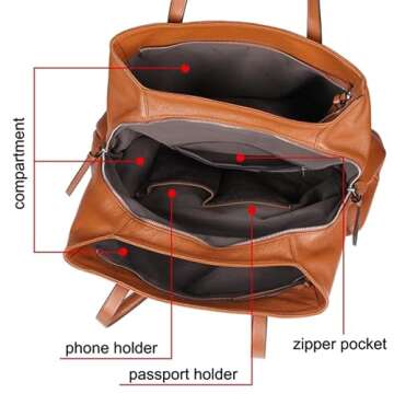 S-ZONE Leather Tote Bag for Women – Stylish & Spacious
