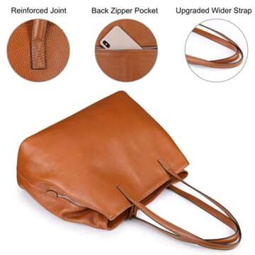 S-ZONE Leather Tote Bag for Women – Stylish & Spacious