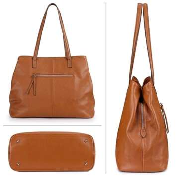 S-ZONE Leather Tote Bag for Women – Stylish & Spacious