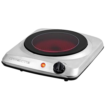 OVENTE Countertop Infrared Single Burner, 1000W Electric Hot Plate with 7” Ceramic Glass Cooktop, ...