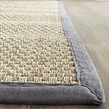 SAFAVIEH Natural Fiber Collection Runner Rug - 2'6" x 6', Natural & Dark Grey, Border Basketweave Seagrass Design, Easy Care, Ideal for High Traffic Areas in Living Room, Bedroom (NF114Q)