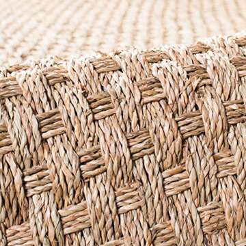 SAFAVIEH Natural Fiber Collection Runner Rug - 2'6" x 6', Natural & Dark Grey, Border Basketweave Seagrass Design, Easy Care, Ideal for High Traffic Areas in Living Room, Bedroom (NF114Q)