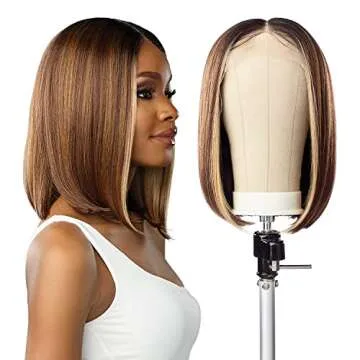 Sensationnel Butta lace HHM wigs - bob 12 inch human hair blend extra wide 5 inch parting preplucked hairline glueless lacefront (BALAYAGEHAZELNUT)