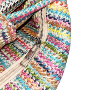 Straw Clutch Purse with Big Bow Handle Bag Summer Straw Handbag Beach Tote Woven Evening Bag for Parties, Wedding,Travel, Coloful