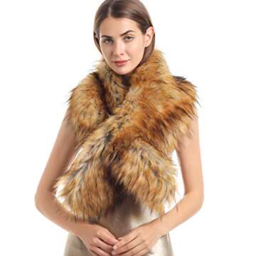 sy soul young Faux Fur Collar Women's Neck Warmer Scarf Wrap(120cm,47.2in,Nature Plus)