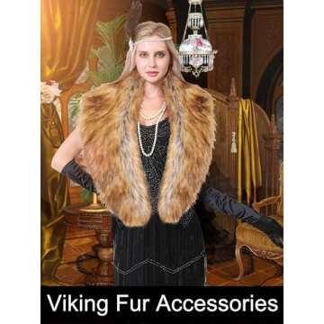 sy soul young Faux Fur Collar Women's Neck Warmer Scarf Wrap(120cm,47.2in,Nature Plus)