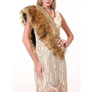 sy soul young Faux Fur Collar Women's Neck Warmer Scarf Wrap(120cm,47.2in,Nature Plus)