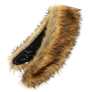 sy soul young Faux Fur Collar Women's Neck Warmer Scarf Wrap(120cm,47.2in,Nature Plus)