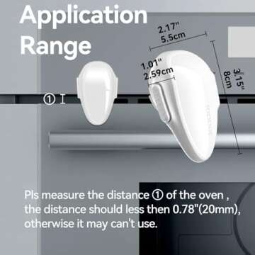EUDEMON 1 Pack Childproof Oven Door Lock, Oven Front Lock Easy to Install & Heat-Resistant Material no Tools Need or Drill (White)(ONLY for Flat Surface)