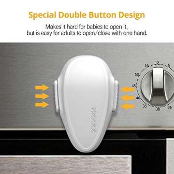 EUDEMON 1 Pack Childproof Oven Door Lock, Oven Front Lock Easy to Install & Heat-Resistant Material no Tools Need or Drill (White)(ONLY for Flat Surface)