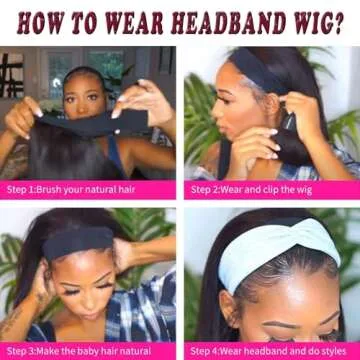 Bellarayine Headband Wig Deep Wave Human Hair Wigs Deep Wave None Lace Front Wigs Human Hair for Black Women Real Human Hair None Lace Front Wigs Machine Made Wigs(24 Inch, Natural Color)