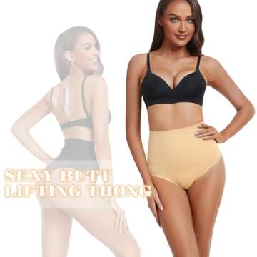 Yeblues Shapewear Thong for Women Tummy Control underwear High Waist Body Shaper Firm Control Pantie...