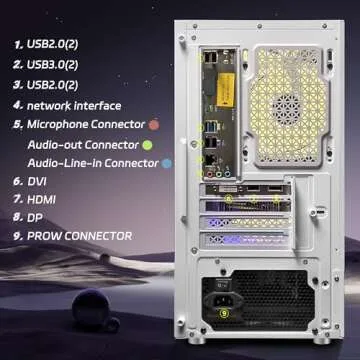 STGAubron Gaming Desktop PC, Radeon RX 580 16G, Intel Core i7-6700 up to 4.0G, 32G DDR4, 2T SSD, 600M WiFi, BT 5.0, RGB Fan x3, RGB BT Sound Bar, Windows 10 Home, White