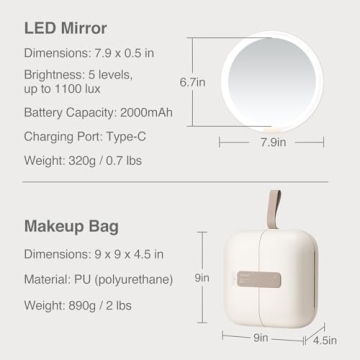 AMIRO M2 LumoCube Portable LED Makeup Mirror with Bag